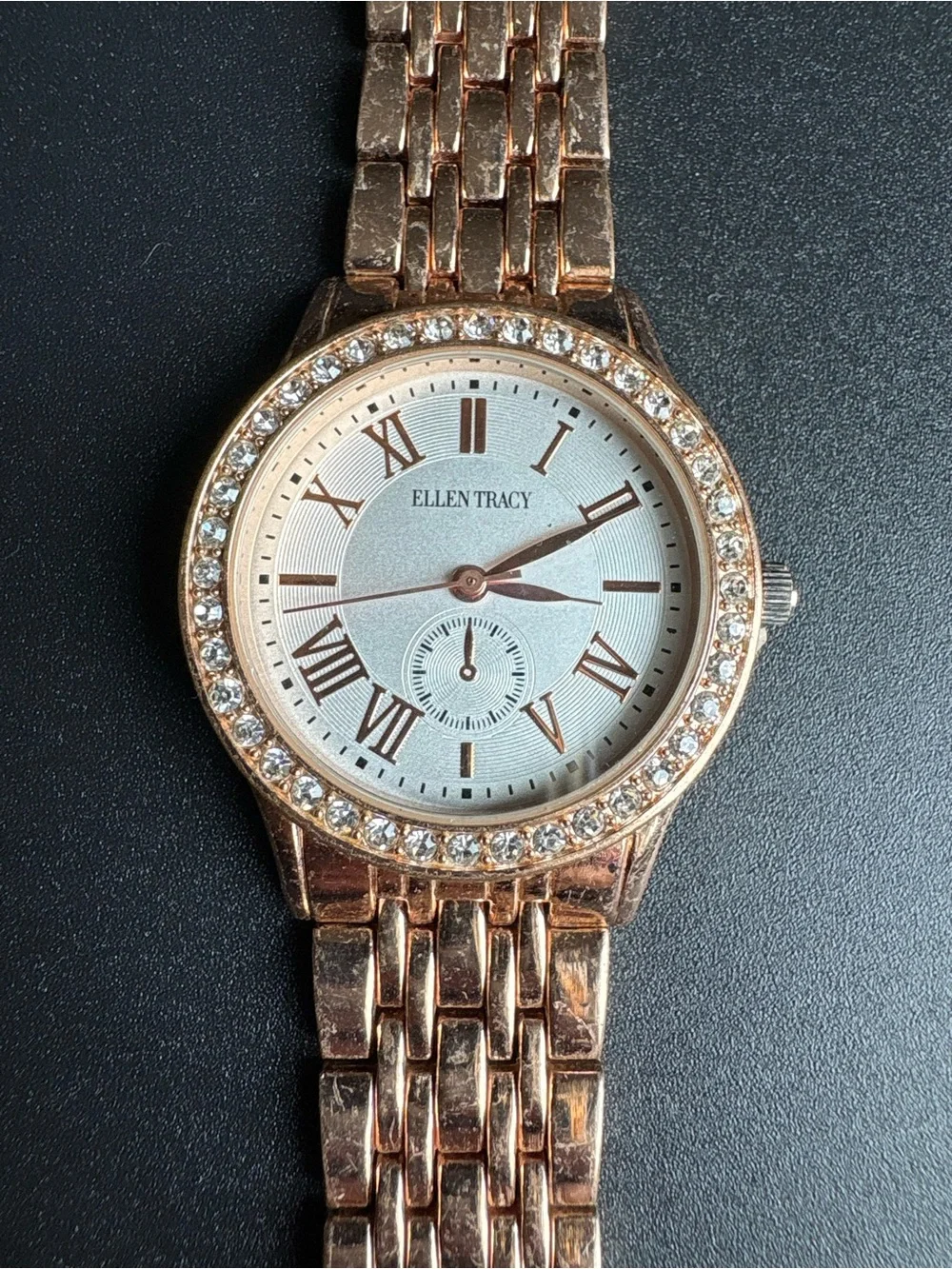 Ellen Tracy Rose Gold Crystal Women's Bracelet Watch